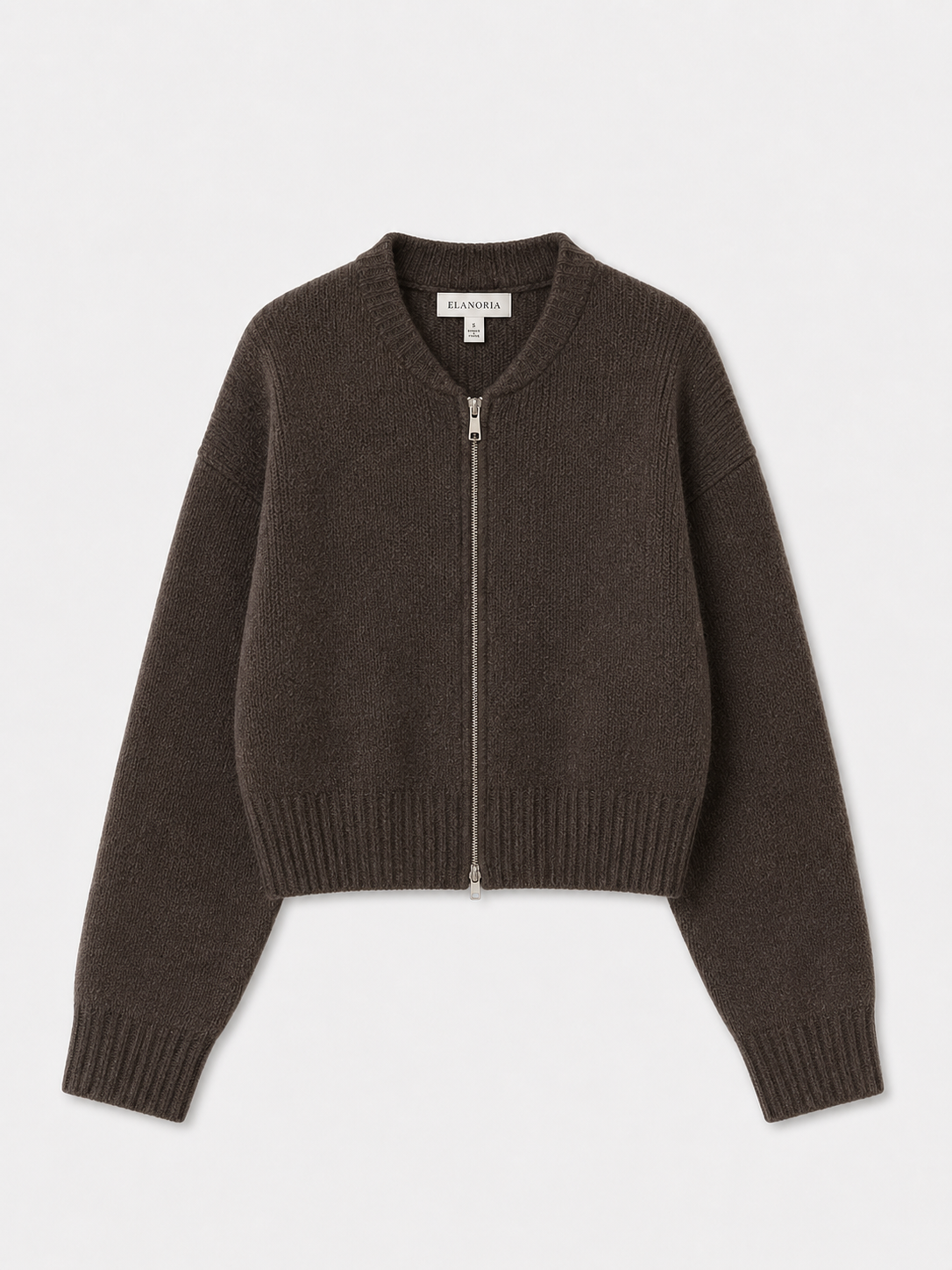 Ribbed Zip Knit - Brown